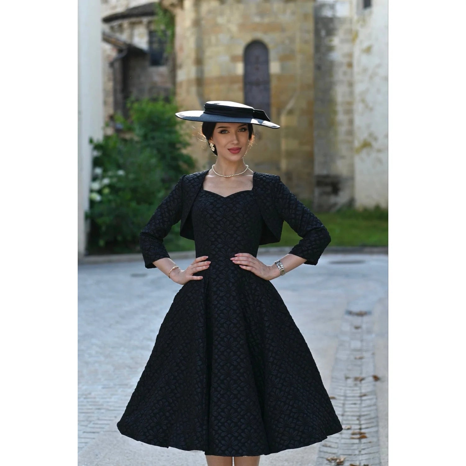 Black Twin Set Swing Dress With Matching Bolero