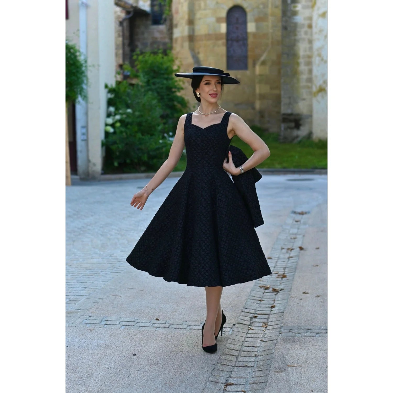 Black Twin Set Swing Dress With Matching Bolero