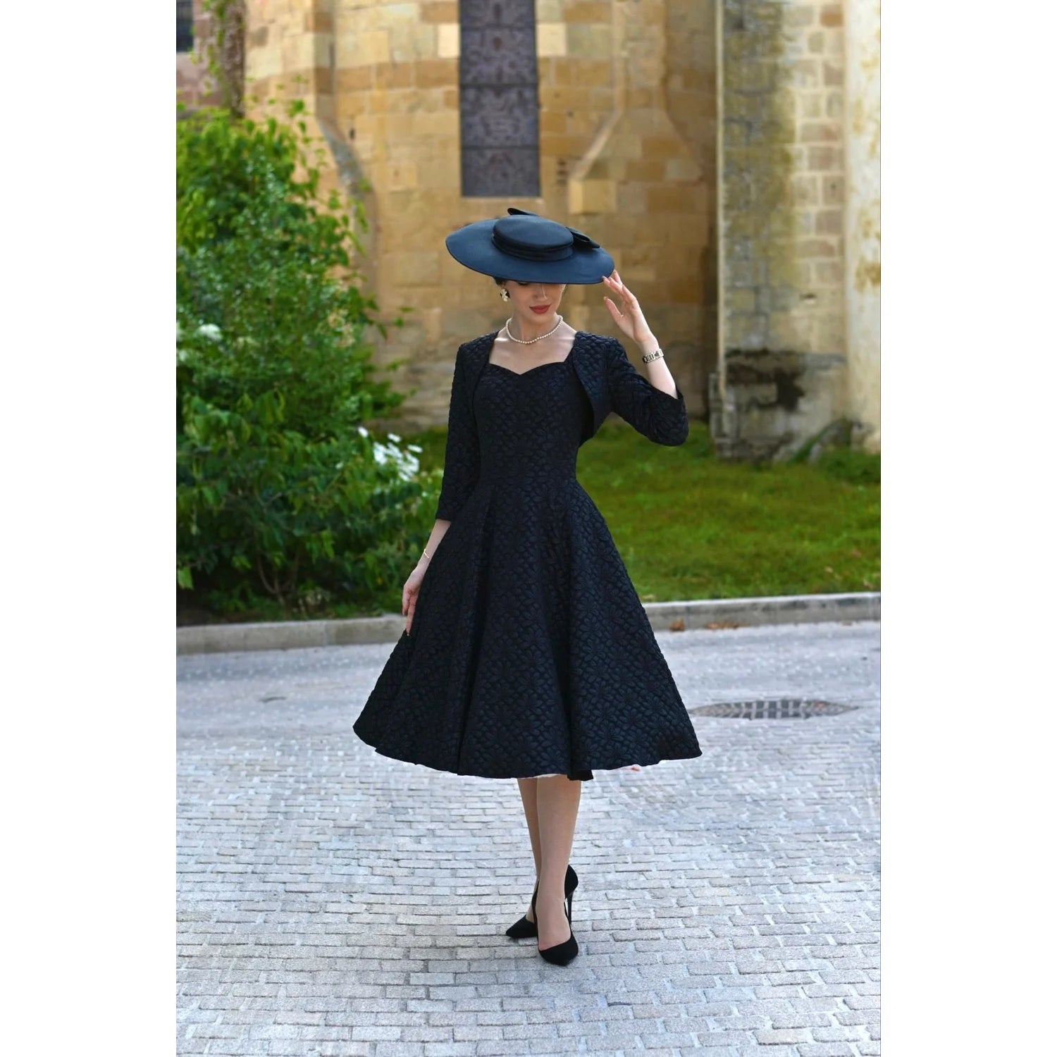 Black Twin Set Swing Dress With Matching Bolero