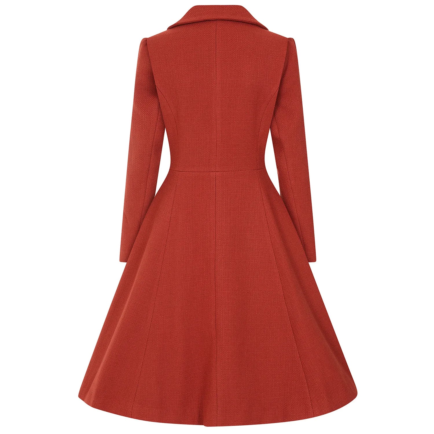 Rust Red Burnt Orange Belted Vintage Swing Winter Coat