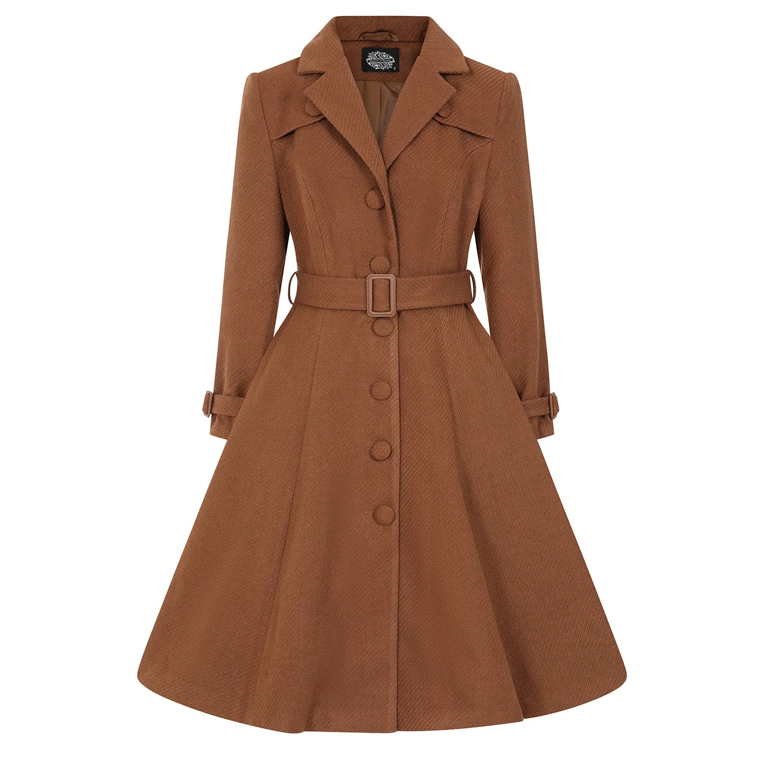 Brown Belted Vintage Swing Coat