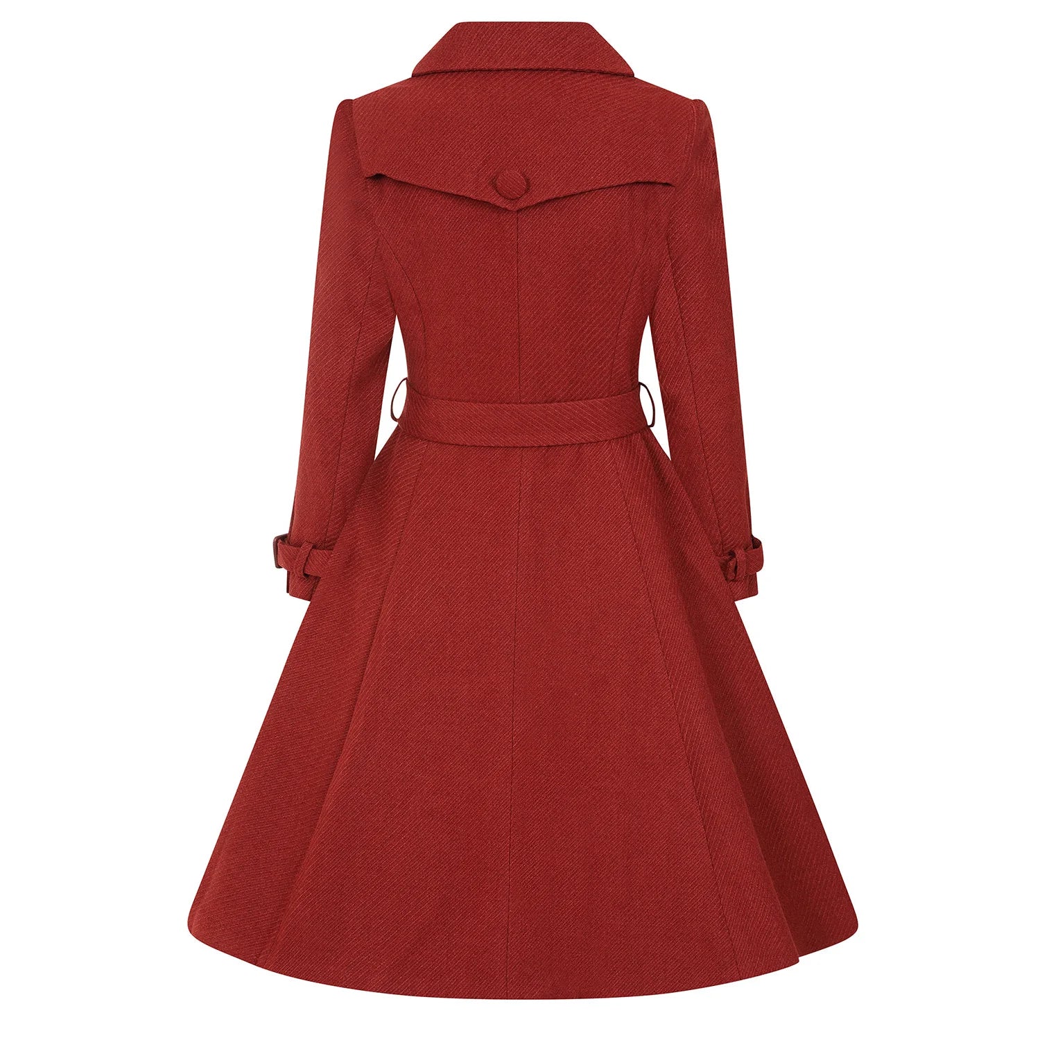 Terracotta Burgundy Belted Vintage Swing Coat