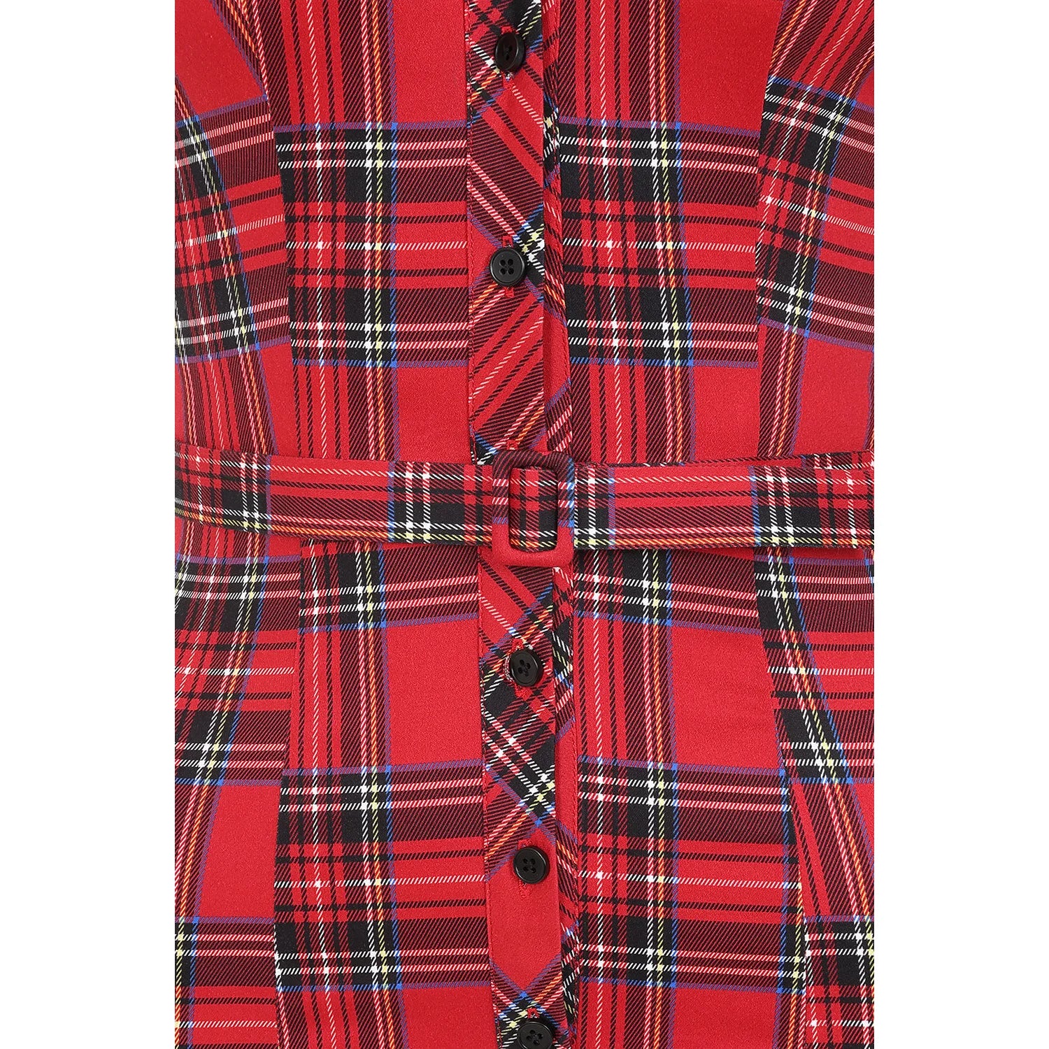 Red Highland Tartan Check Short Sleeve Wiggle Pencil Dress