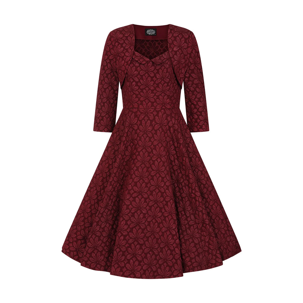 Burgundy Wine Twin Set Swing Dress With Matching Bolero