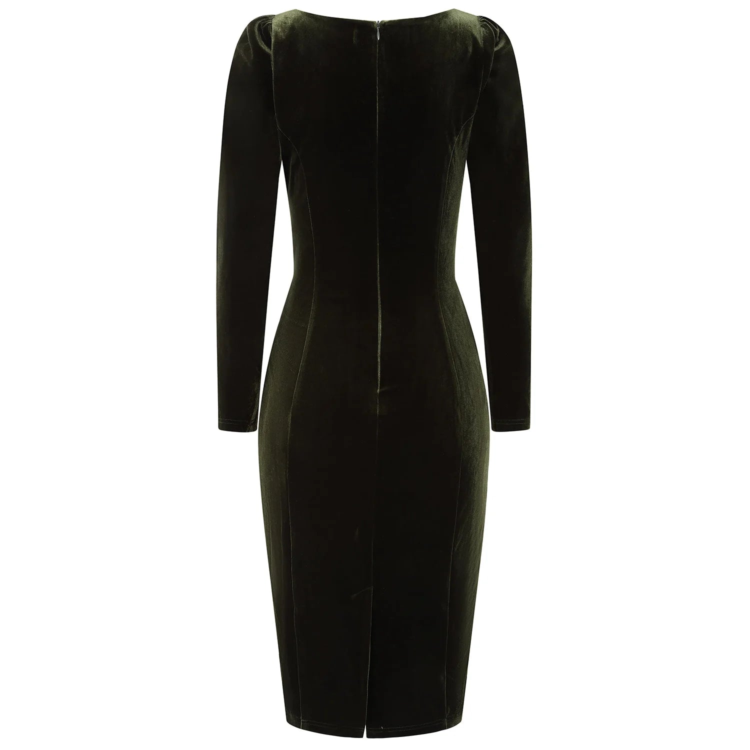 Green Velvet Long Sleeve Sweetheart Wiggle Dress