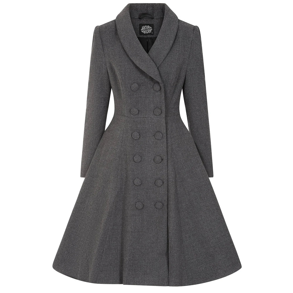 Grey Herringbone Check  Vintage Swing Coat
