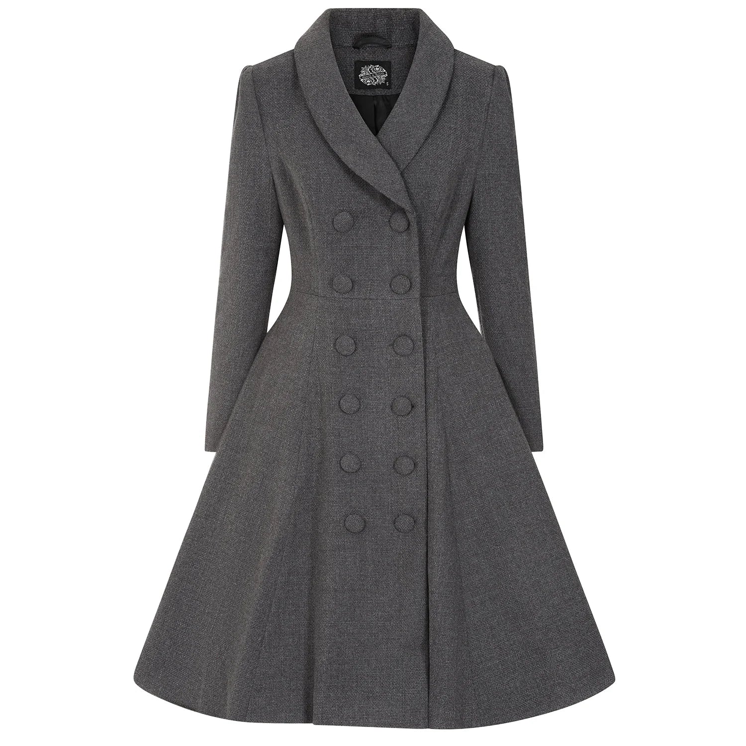 Grey Herringbone Check  Vintage Swing Coat