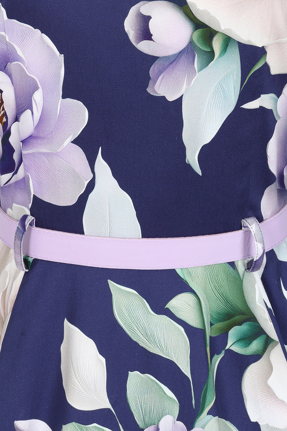 Blue Multi Floral Print 3/4 Sleeve 50s Swing Tea Dress With Pockets