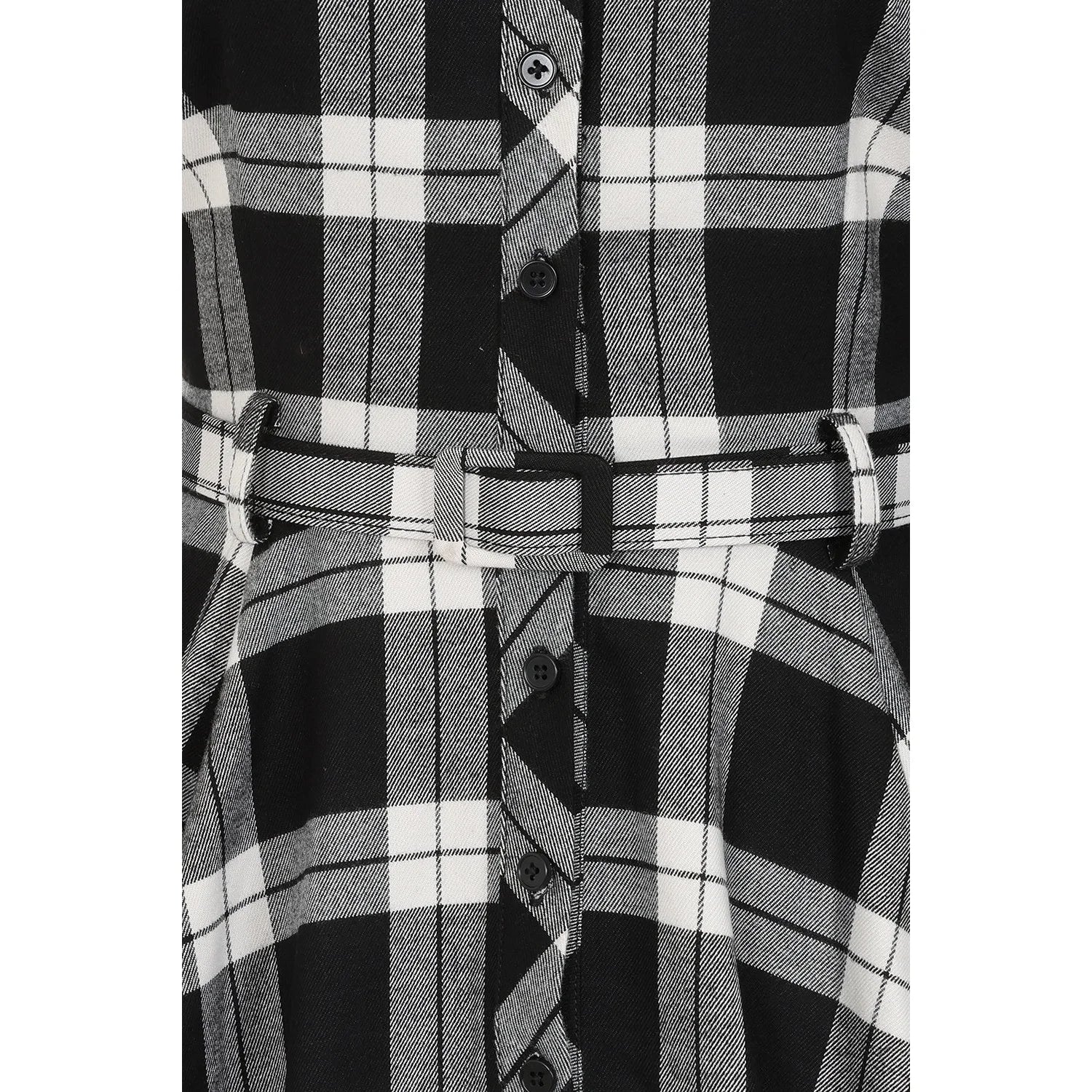 Black, Grey and White Check Print 3/4 Sleeve Collared 50s Swing Tea Dress With Pockets