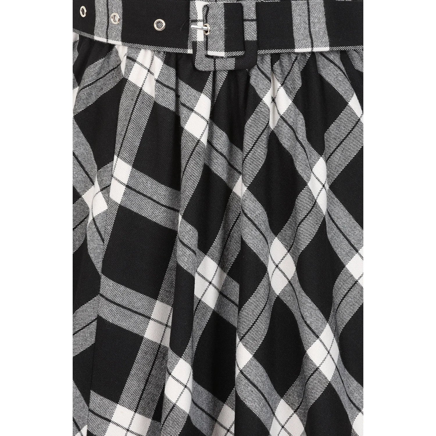 Black And Cream Tartan Check Print Rockabilly Swing Skirt