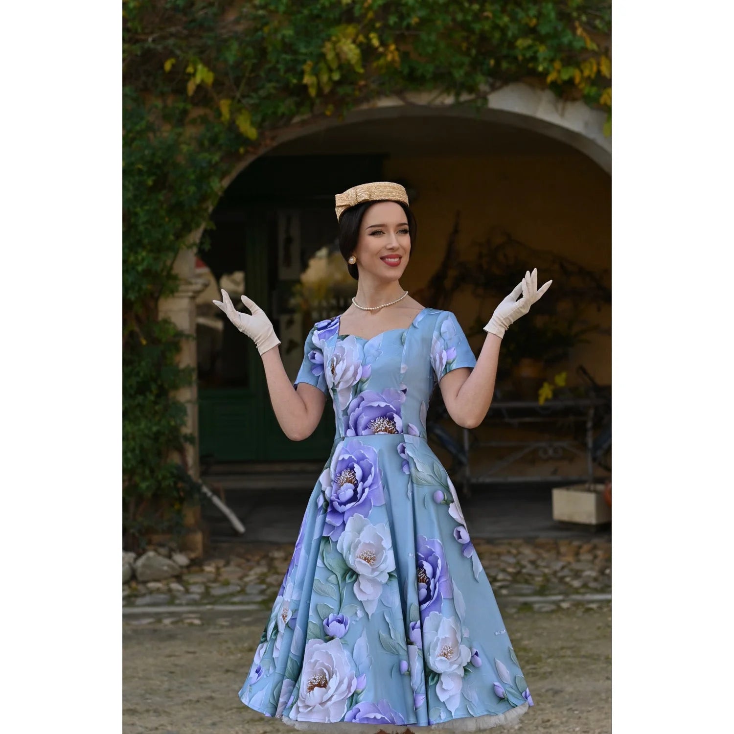 Mint Green Floral Sleeveless Short Sleeve Swing Dress