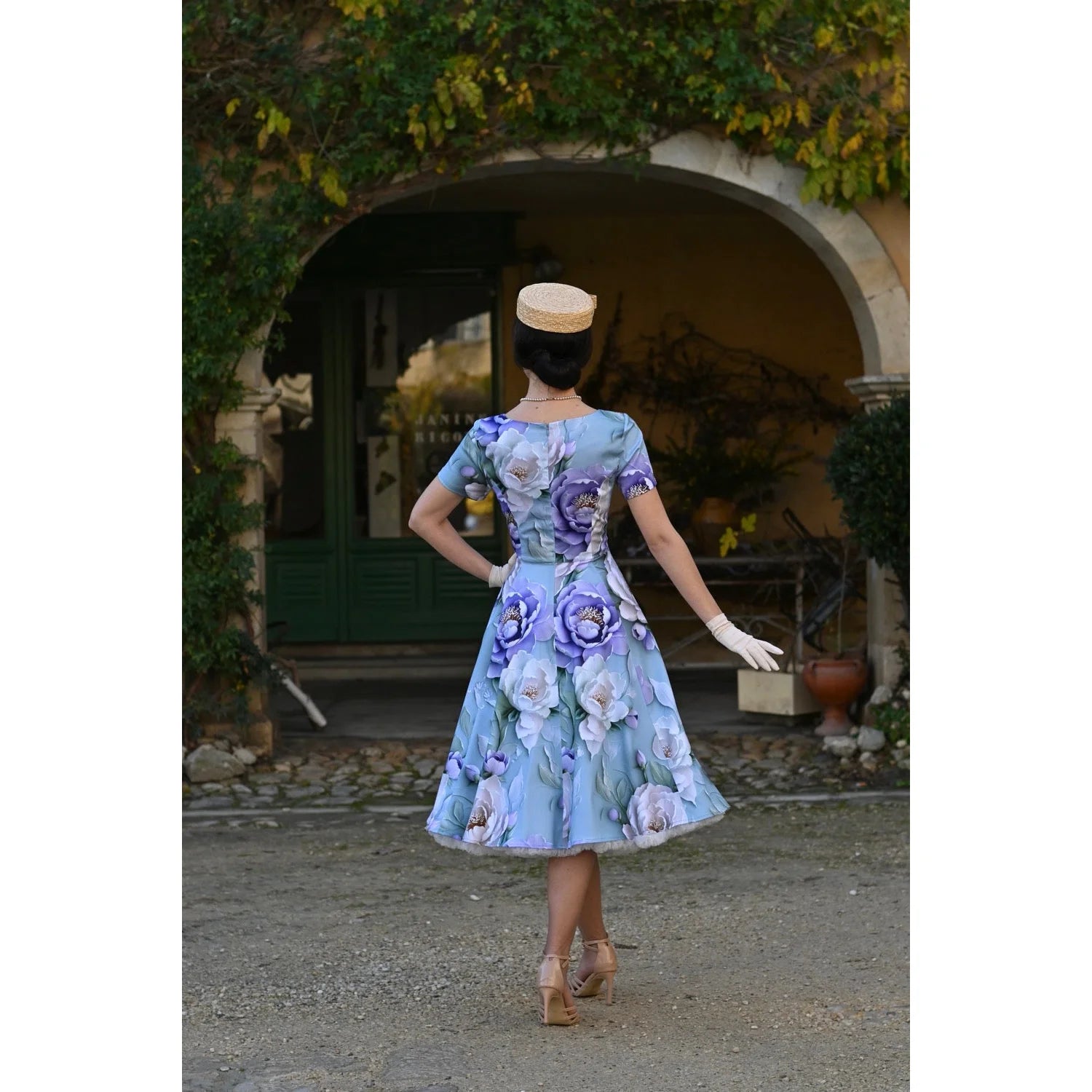 Mint Green Floral Sleeveless Short Sleeve Swing Dress