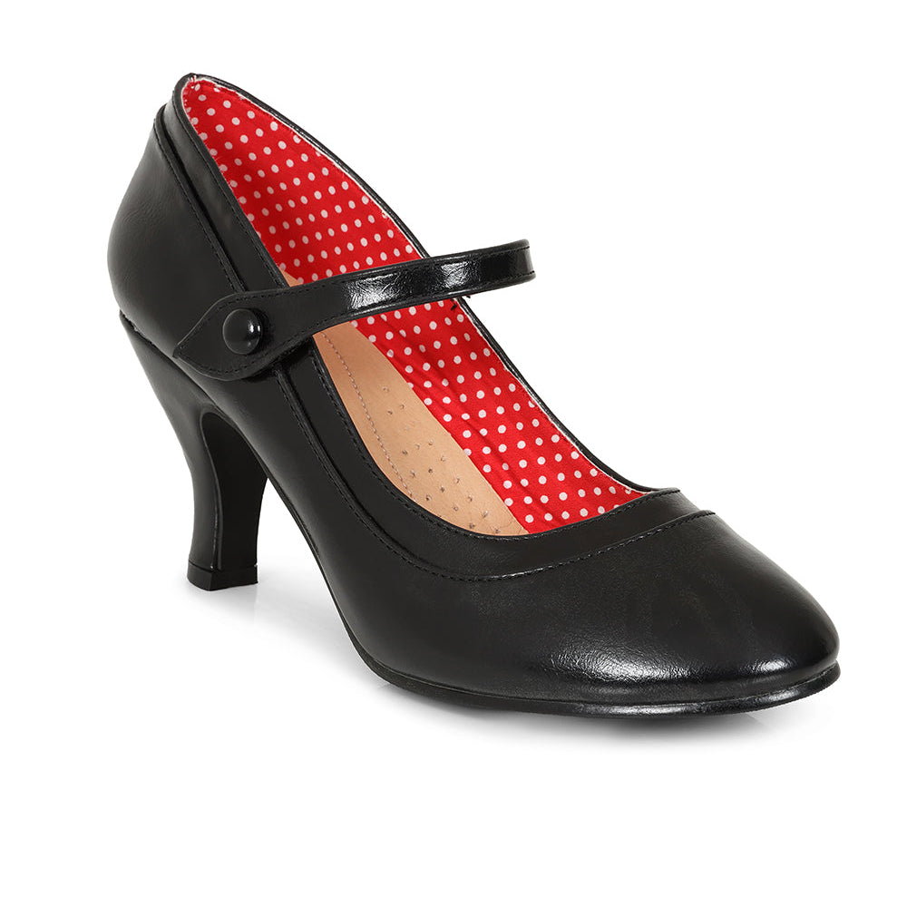 Classic 1950s Black Mary Jane Heel Court Shoes