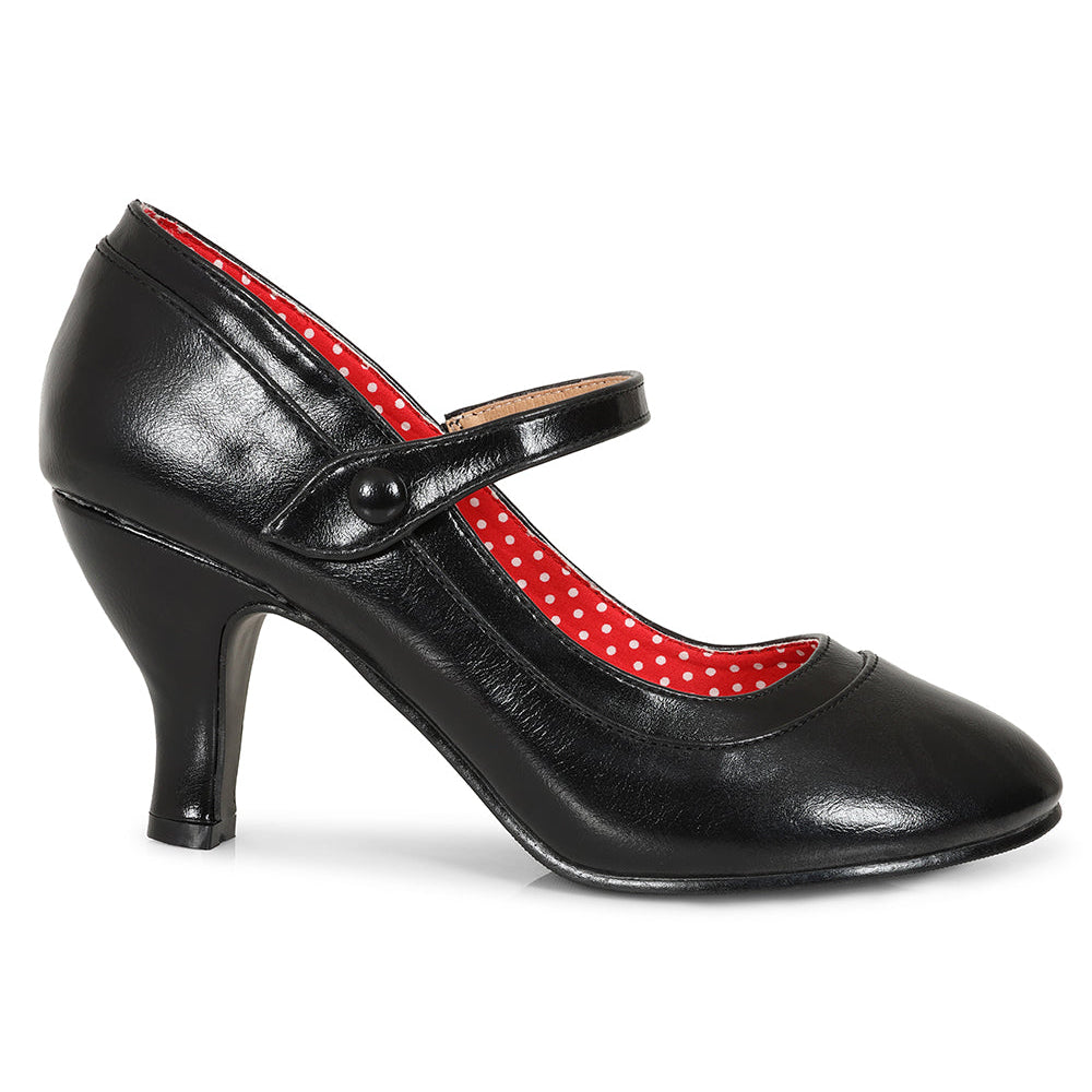 Classic 1950s Black Mary Jane Heel Court Shoes