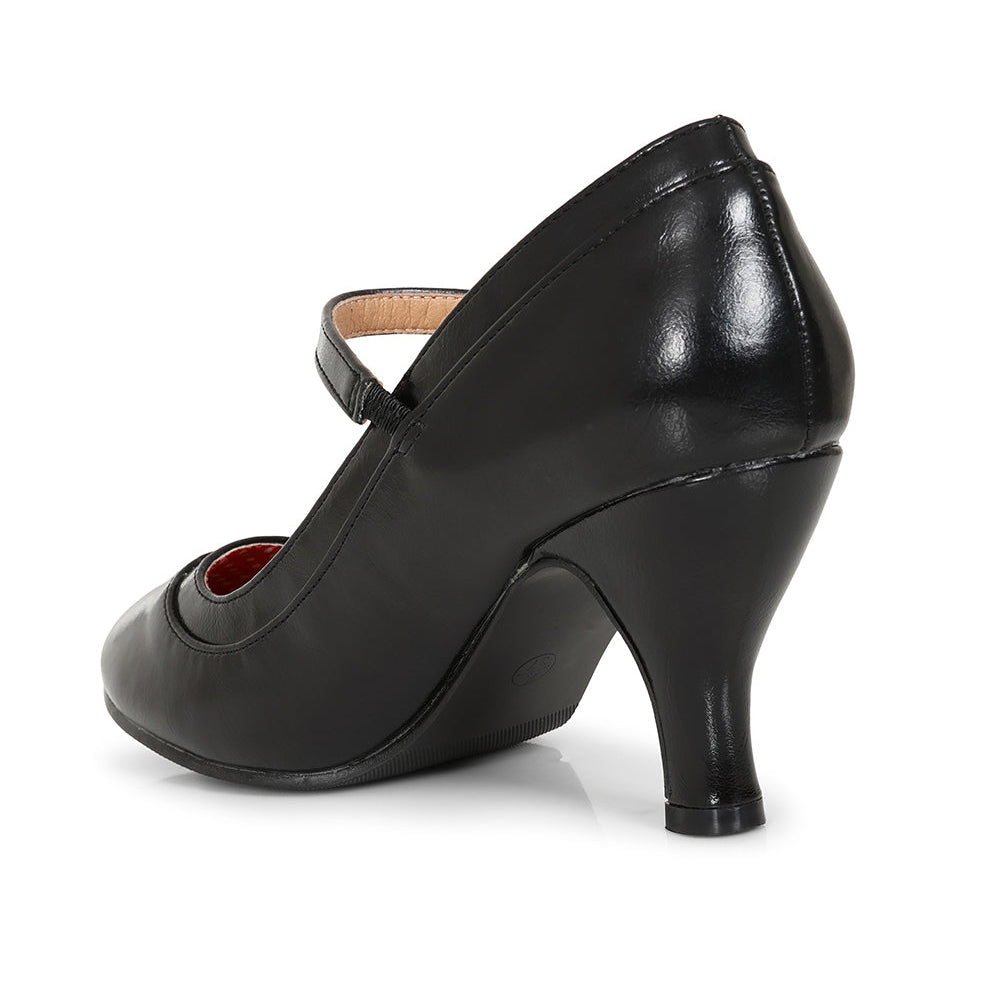 Classic 1950s Black Mary Jane Heel Court Shoes