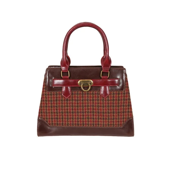 Vintage Brown Check Houndstooth Tote Bag