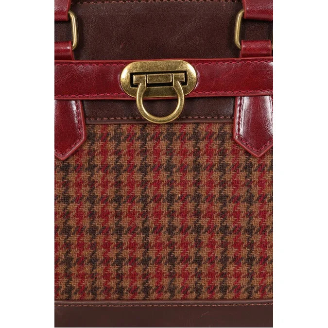 Vintage Brown Check Houndstooth Tote Bag