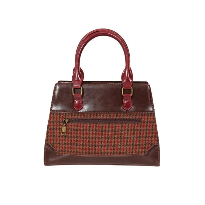 Vintage Brown Check Houndstooth Tote Bag
