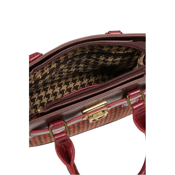 Vintage Brown Check Houndstooth Tote Bag