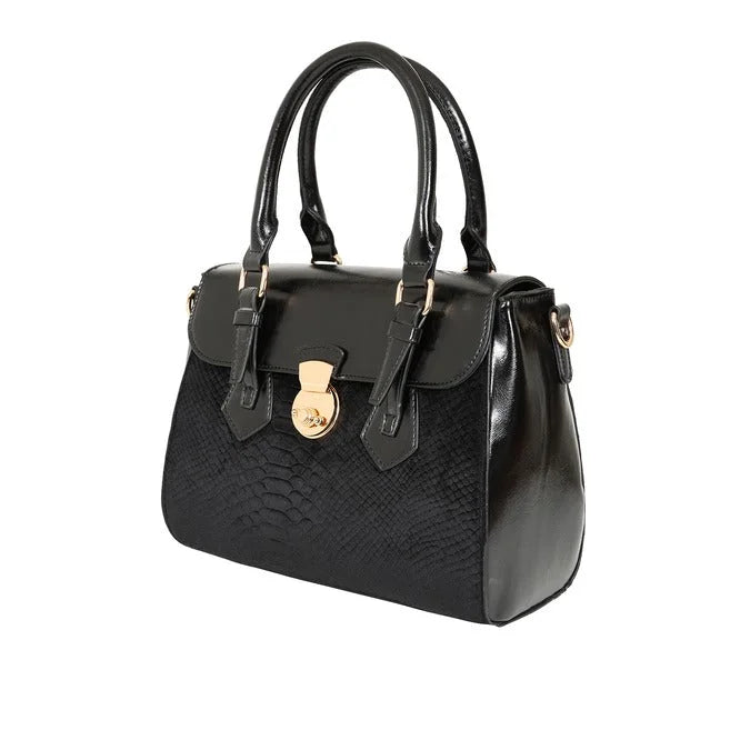Black Red Vintage Top Handle Handbag