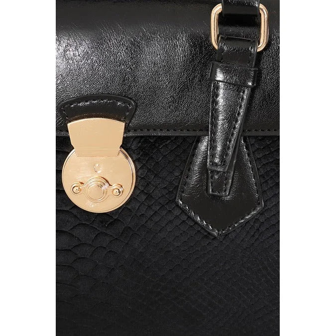 Black Red Vintage Top Handle Handbag