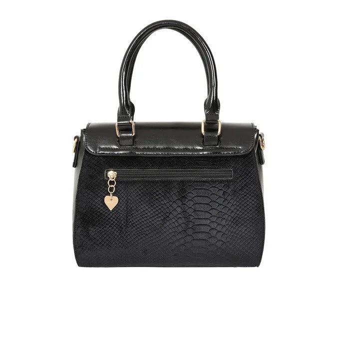 Black Red Vintage Top Handle Handbag