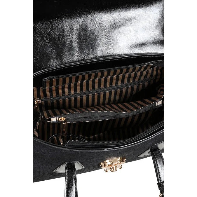 Black Red Vintage Top Handle Handbag