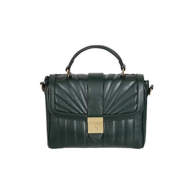 Forest Green Quilted Handbag – Vintage Style Structured Top Handle Bag