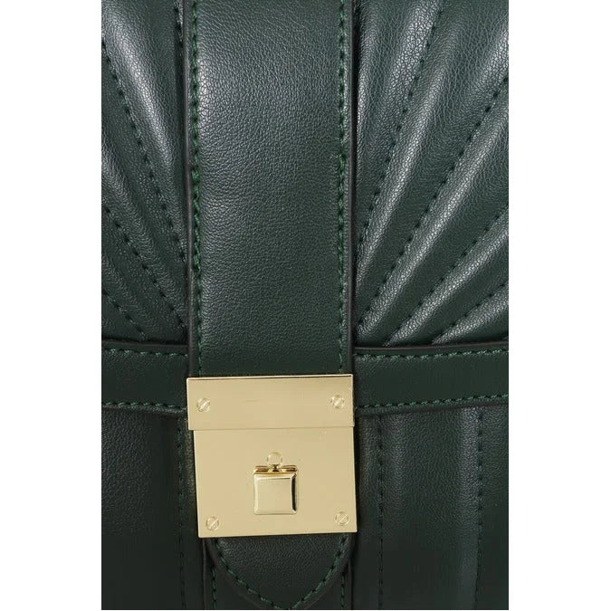 Forest Green Quilted Handbag – Vintage Style Structured Top Handle Bag