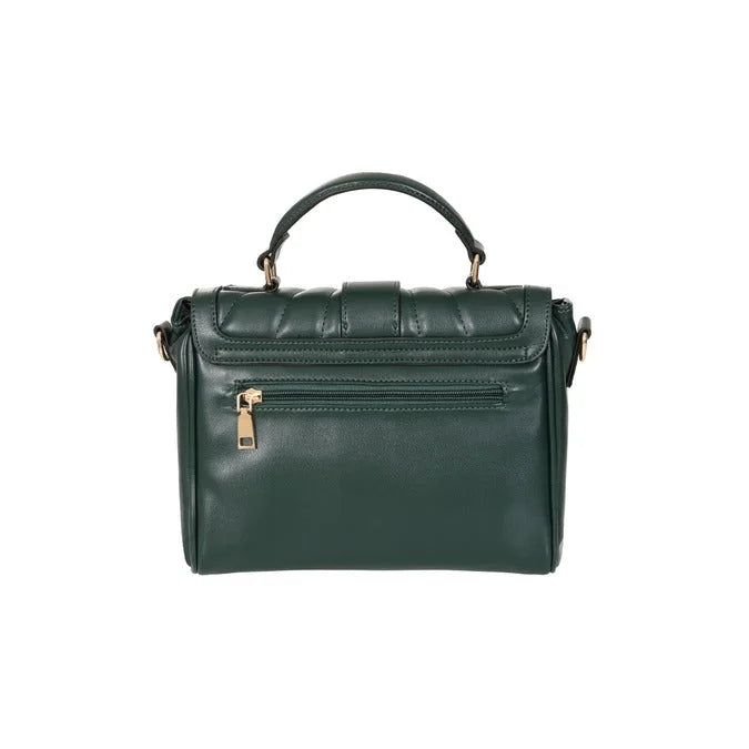 Forest Green Quilted Handbag – Vintage Style Structured Top Handle Bag
