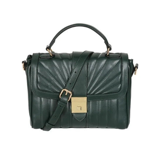 Forest Green Quilted Handbag – Vintage Style Structured Top Handle Bag