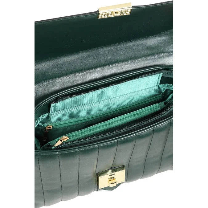 Forest Green Quilted Handbag – Vintage Style Structured Top Handle Bag