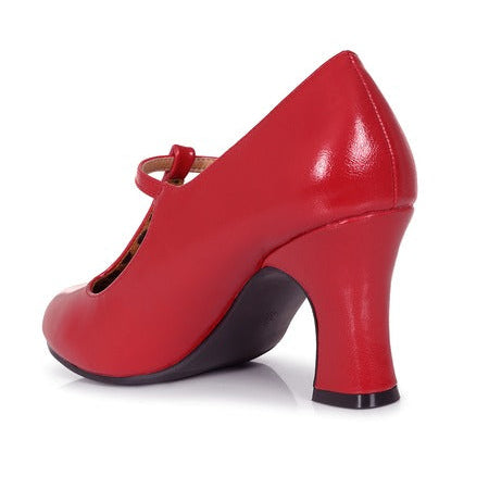 Red 1950s Vintage Style T-Bar Heels