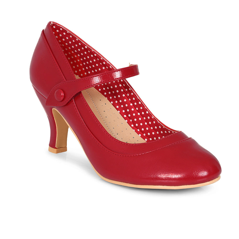 Classic 1950s Red Mary Jane Heel Court Shoes