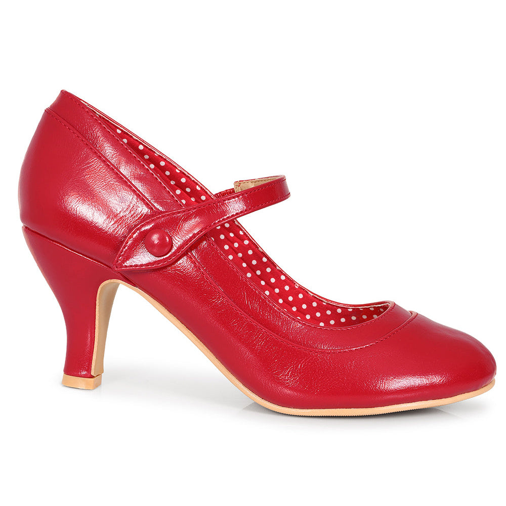 Classic 1950s Red Mary Jane Heel Court Shoes
