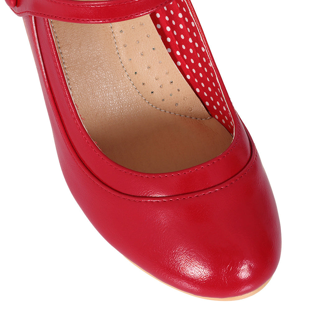 Classic 1950s Red Mary Jane Heel Court Shoes
