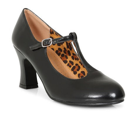 Black 1950s Vintage Style T-Bar Heels