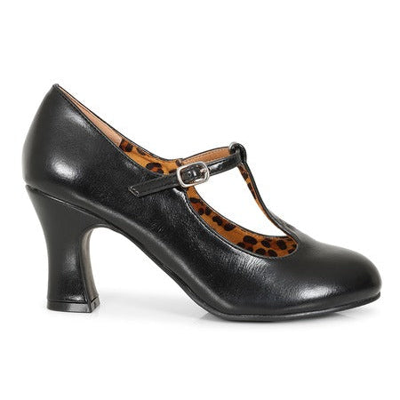 Black 1950s Vintage Style T-Bar Heels