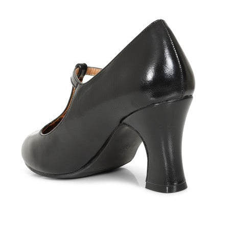 Black 1950s Vintage Style T-Bar Heels