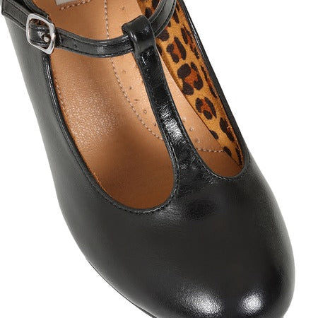 Black 1950s Vintage Style T-Bar Heels