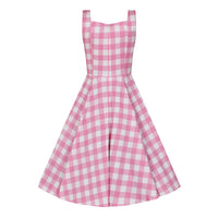 Pink And White Check 50s Sweetheart Neckline Sleeveless Swing Dress - Pretty Kitty Fashion