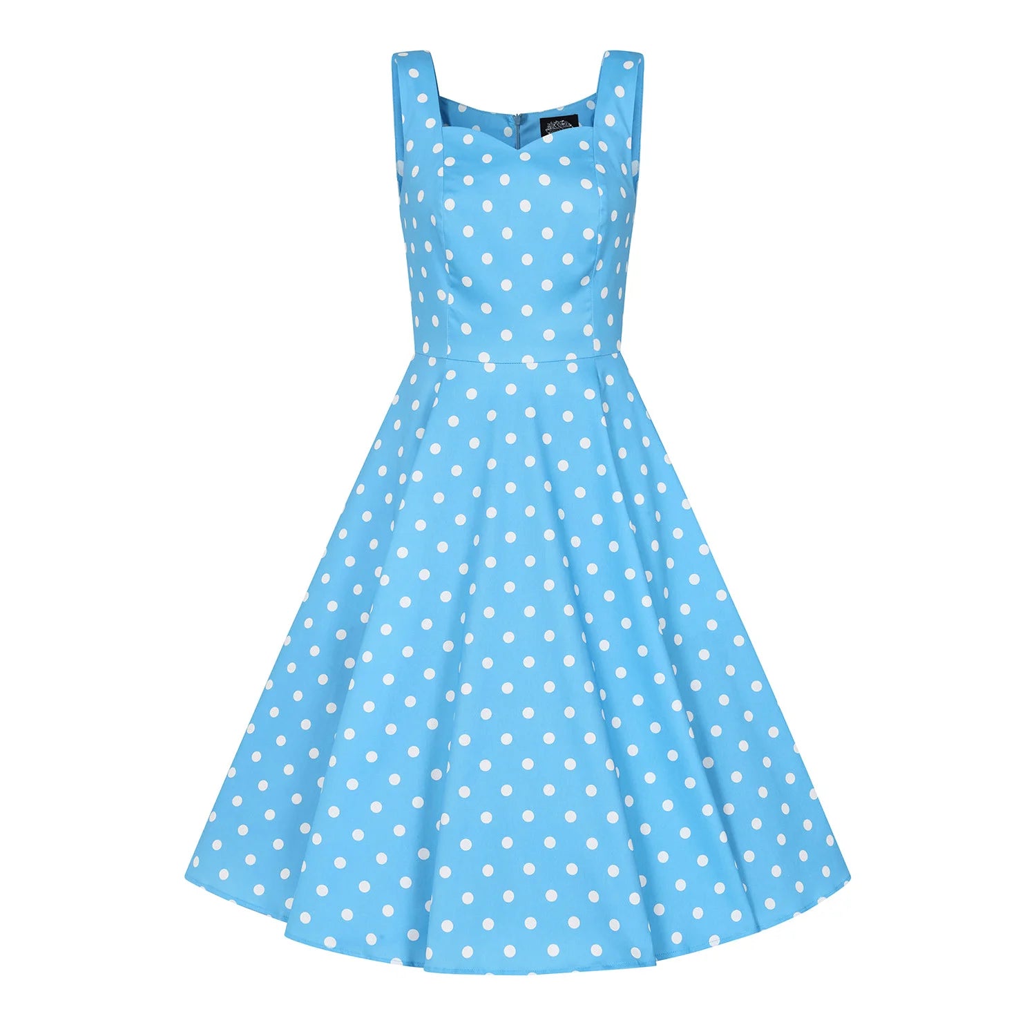 Sky Blue White Polka Dot Sleeveless Rockabilly 50s Swing Dress - Pretty Kitty Fashion