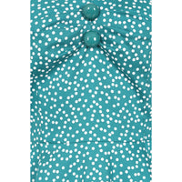 Green Polka Dot Off Shoulder Rockabilly 50s Swing Dress with Puff Sleeves - Pretty Kitty Fashion