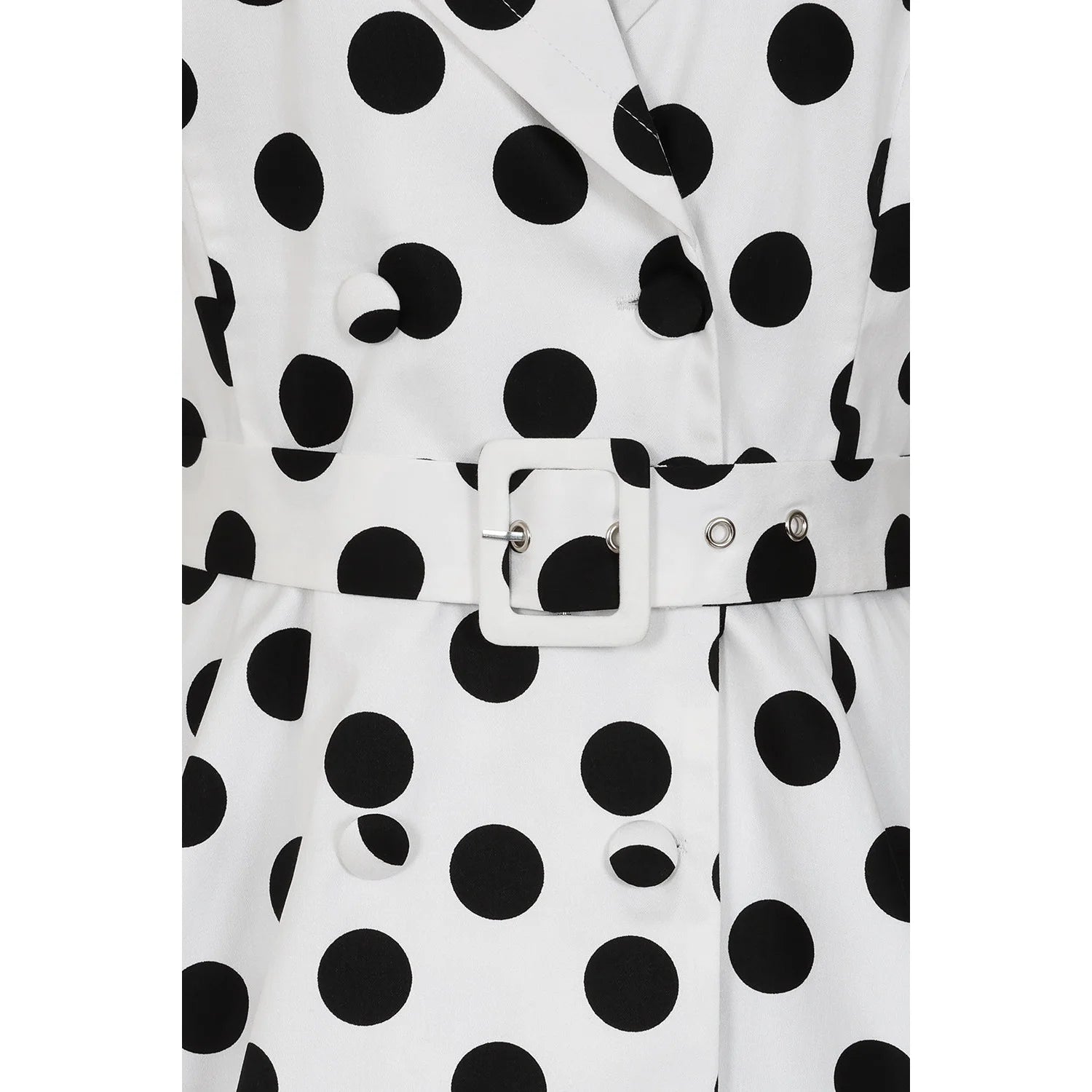White And Black Polka Dot Sleeveless Tea Dress With Belt - Pretty Kitty Fashion