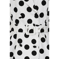 White And Black Polka Dot Sleeveless Tea Dress With Belt - Pretty Kitty Fashion