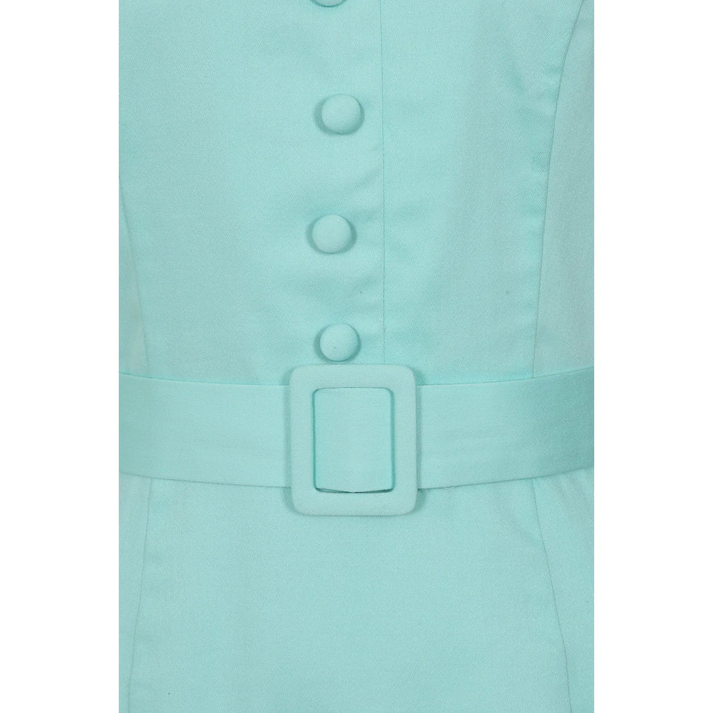 Mint Green Office Work Cap Sleeve 1940s Wiggle Dress With Belt