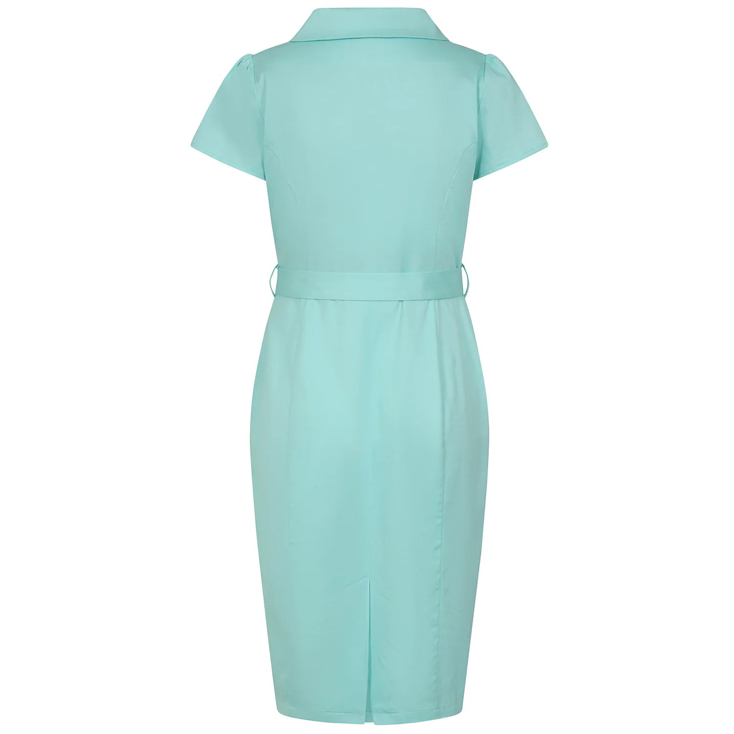 Mint Green Office Work Cap Sleeve 1940s Wiggle Dress With Belt