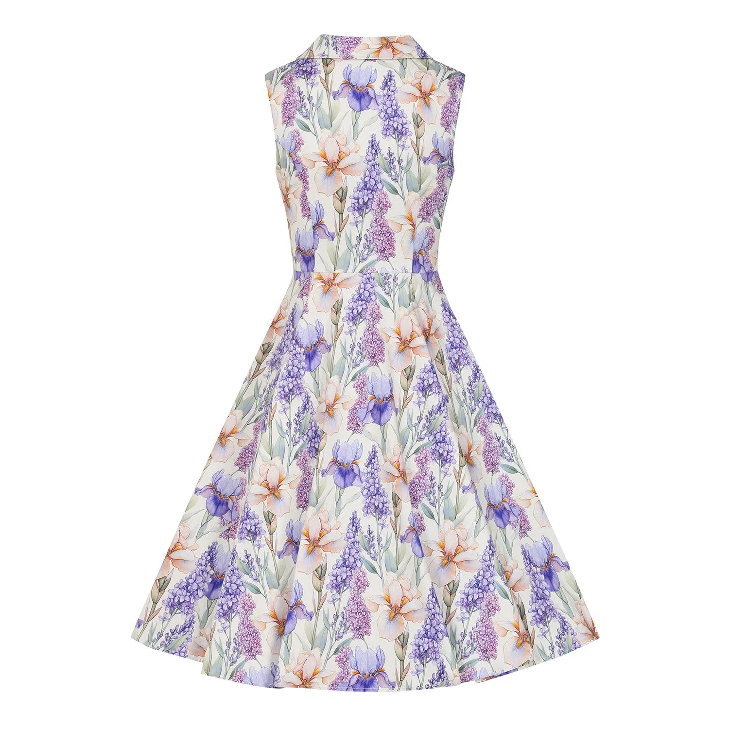 Lavender Floral Sleeveless Shirt Tea Dress