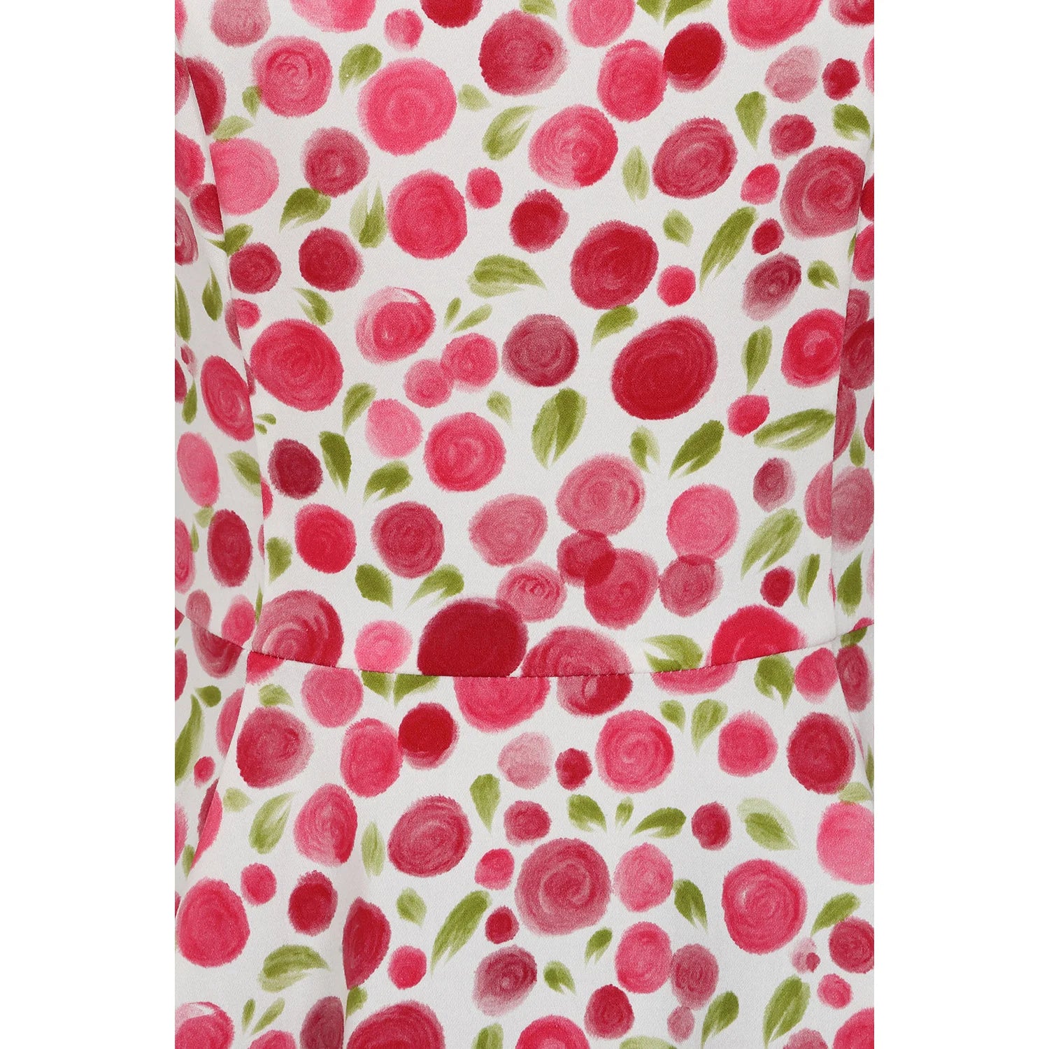 Ivory And Red Multi Coloured Blossom Sleeveless 50s Swing Dress with Pockets