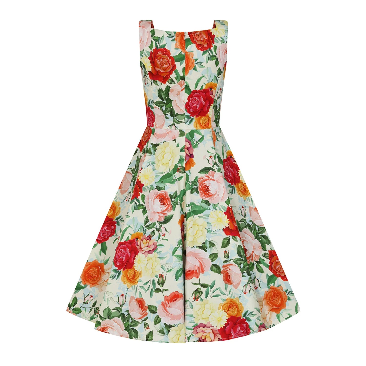 Ivory Multi Floral Sweetheart Swing Summer Party Dress